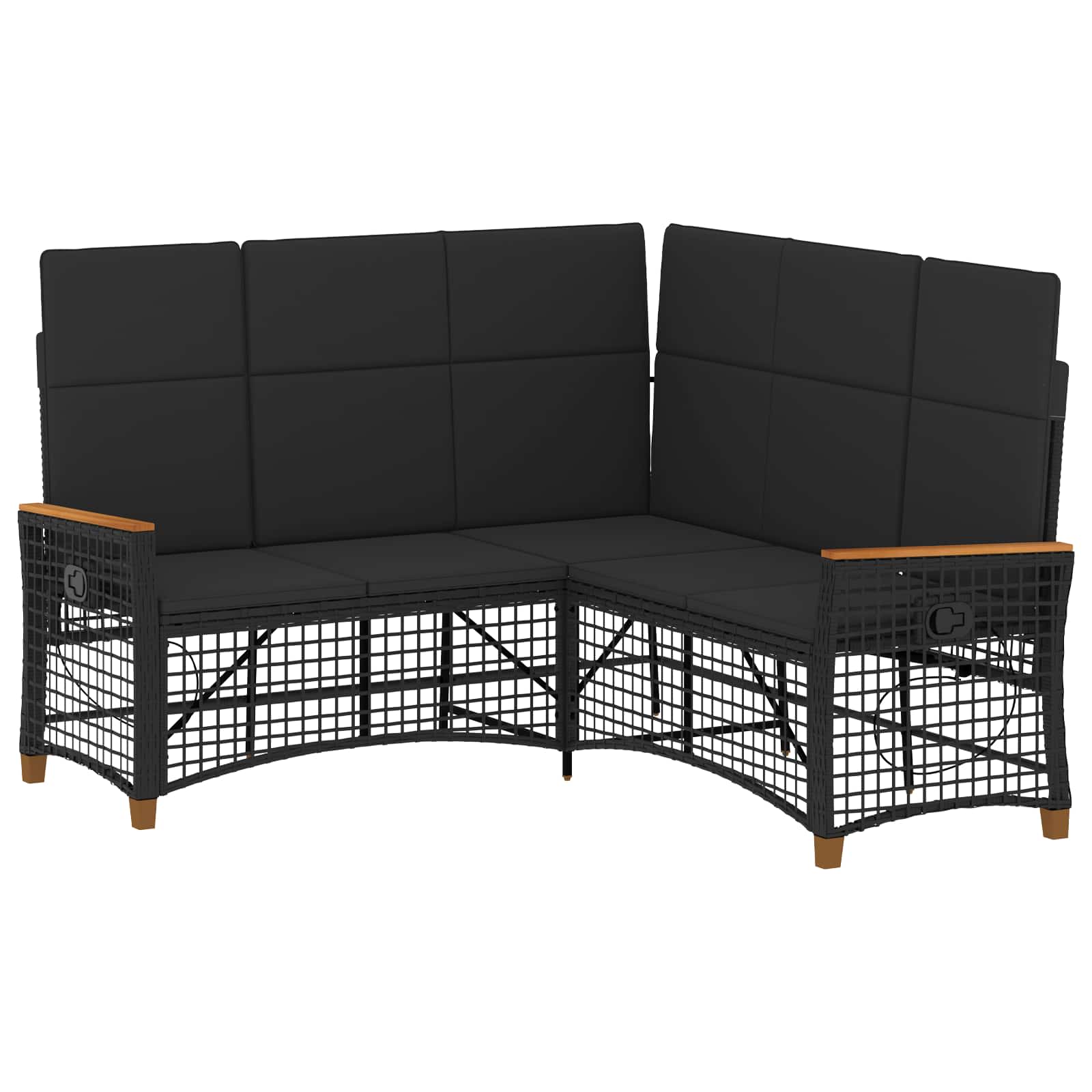 Trädgårds fällbar soffgrupp Justerbar Svart 164 x 164 x 112 cm
