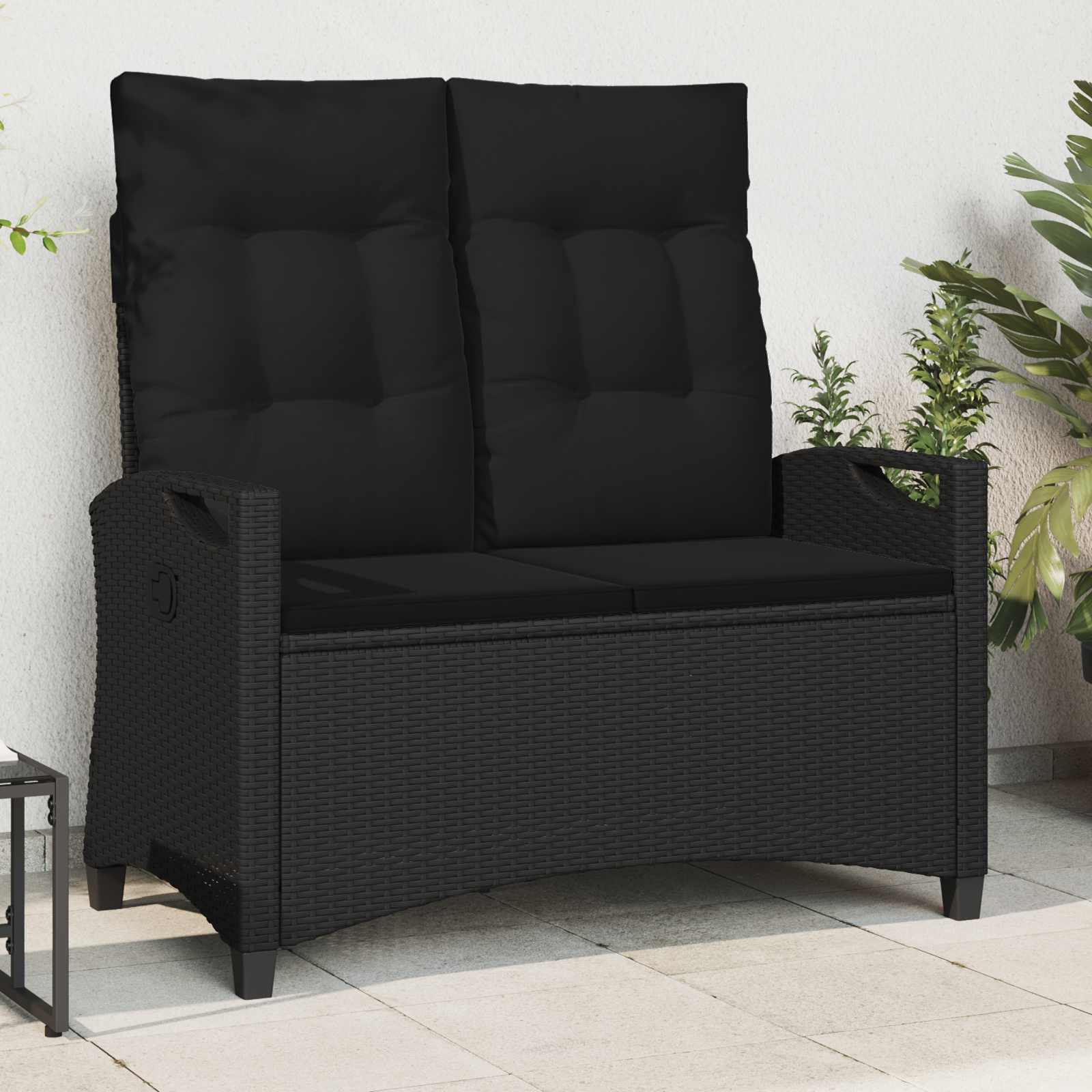 Trädgårdsbänk Svart 105 x 60 x 112 cm Stål och Polyester