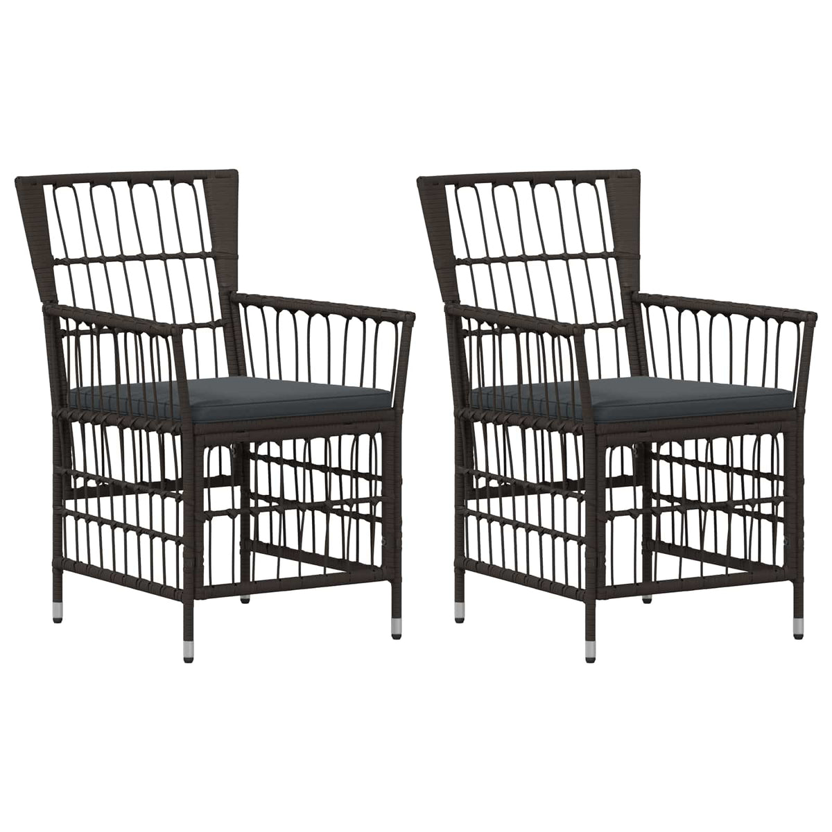 Trädgårdsstolar 2 st Svart PE rattan, Stål och Polyester Tyg