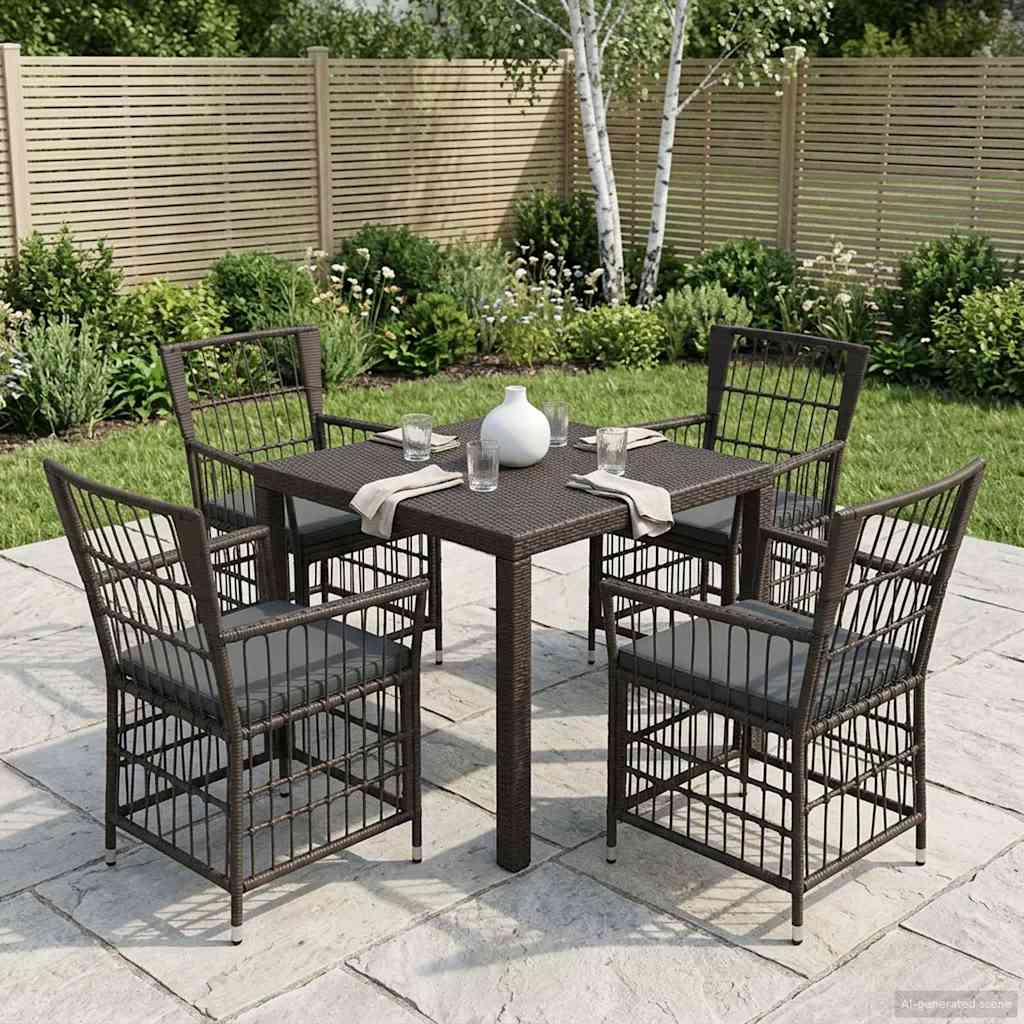 Trädgårdsstolar 4 st Svart PE rattan, Stål och Polyester Tyg