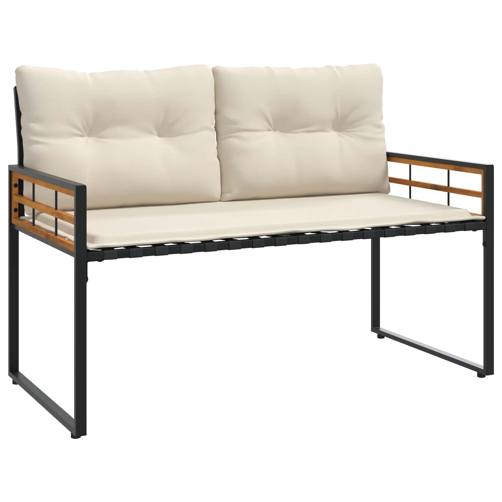 Trälagerssoffa med kudde Enfärgad Kräm 114 x 55 x 77 cm