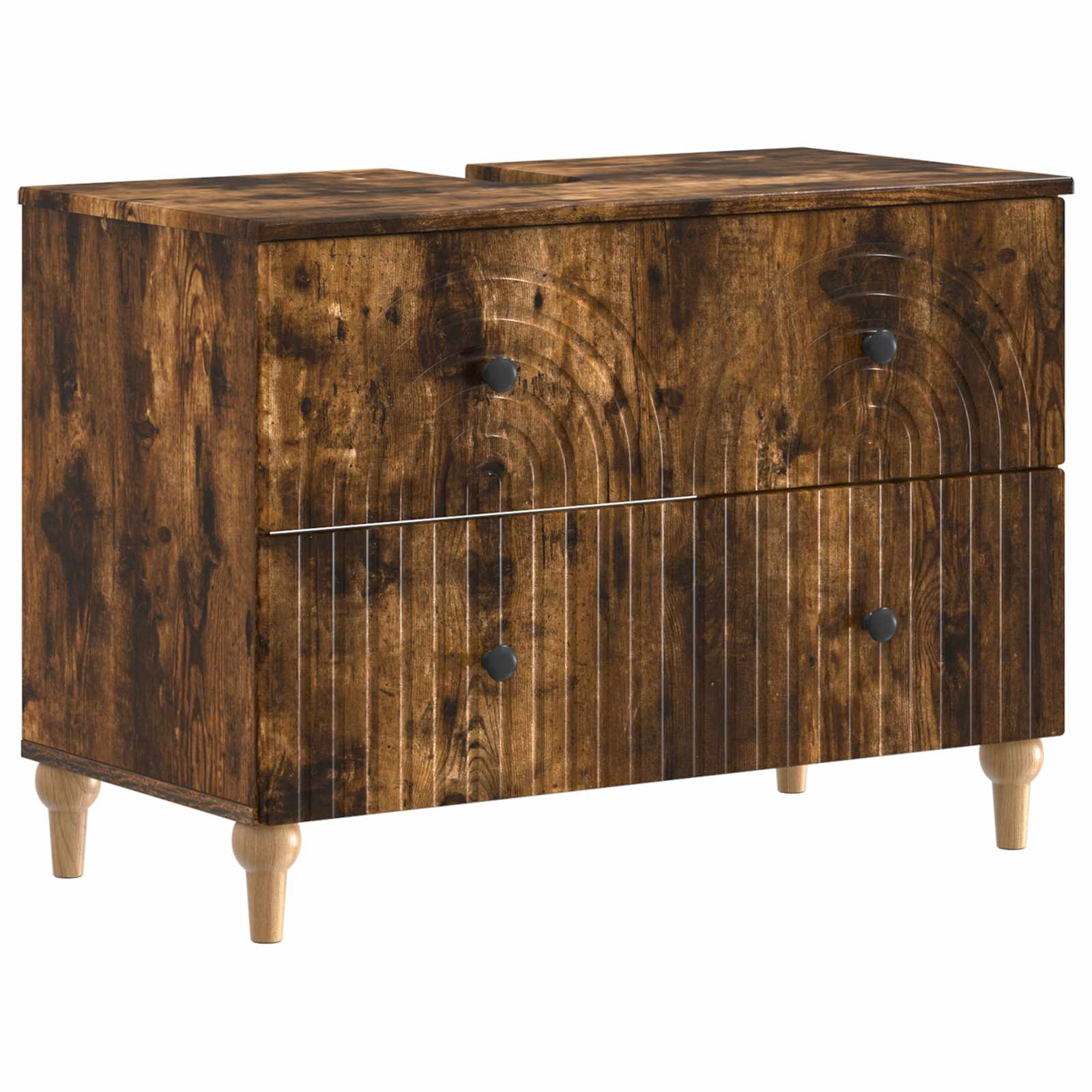 Badrumsskåp med handfat ALKMAAR Rökt ek 82 x 41 x 59 cm