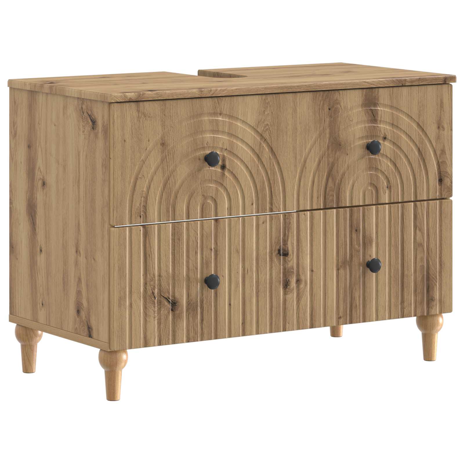 Badrumsskåp med handfat ALKMAAR Artisan-ek 82 x 41 x 59 cm