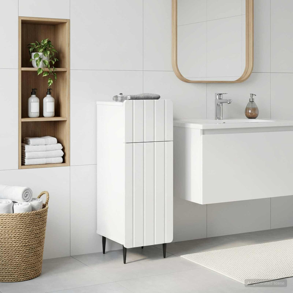 Badrumsskrubb ZWOLLE Vit 30 x 31 x 79,5 cm Konstruerat trä
