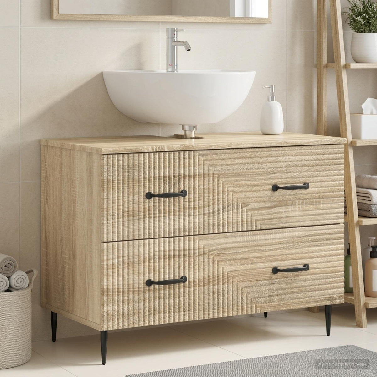 Badrumsskåp med handfat HAARLEM Sonoma-ek 82 x 41 x 58,5 cm