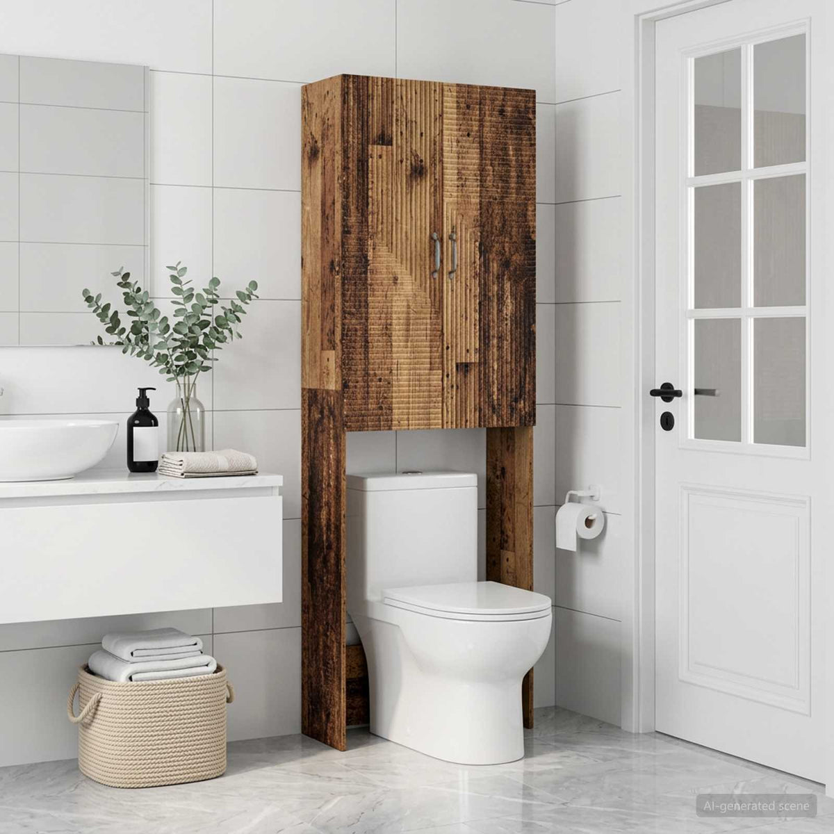 Toalett skåp HAARLEM Gammalt trä 66 x 25,5 x 190 cm