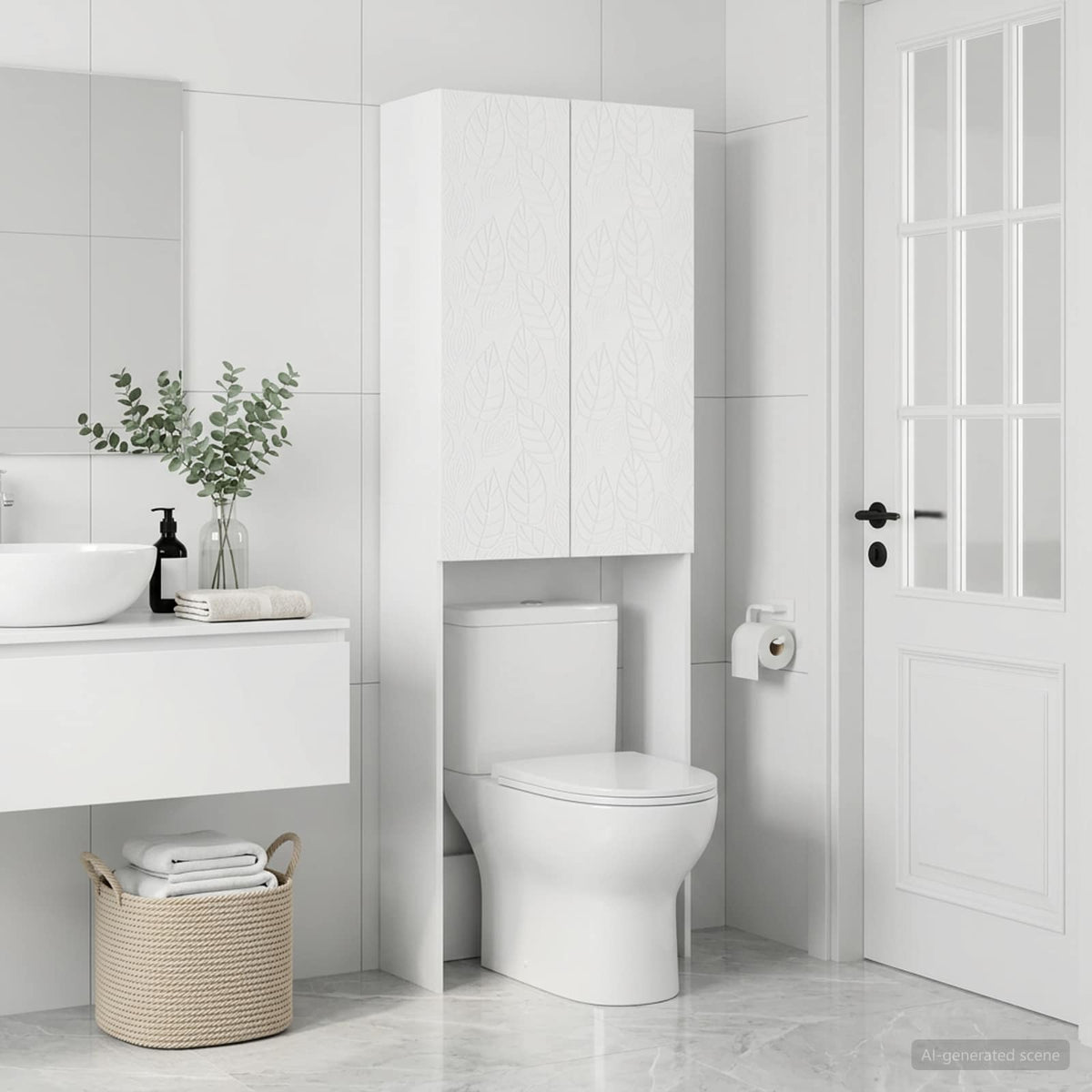 Toalett skåp DELFT Vit 66 x 25,5 x 190 cm Konstruerat trä