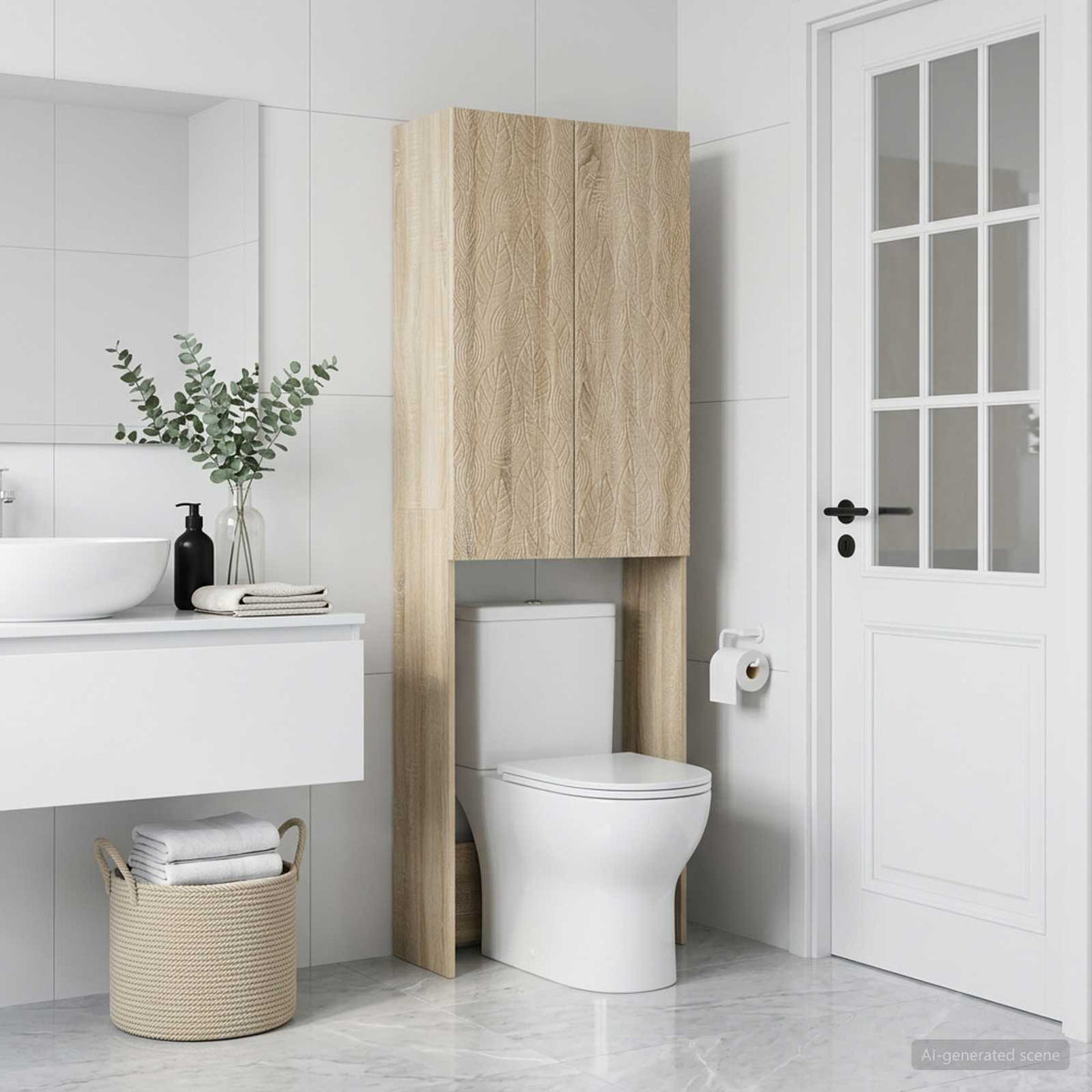 Toalett skåp DELFT Sonoma-ek 66 x 25,5 x 190 cm Konstruerat trä