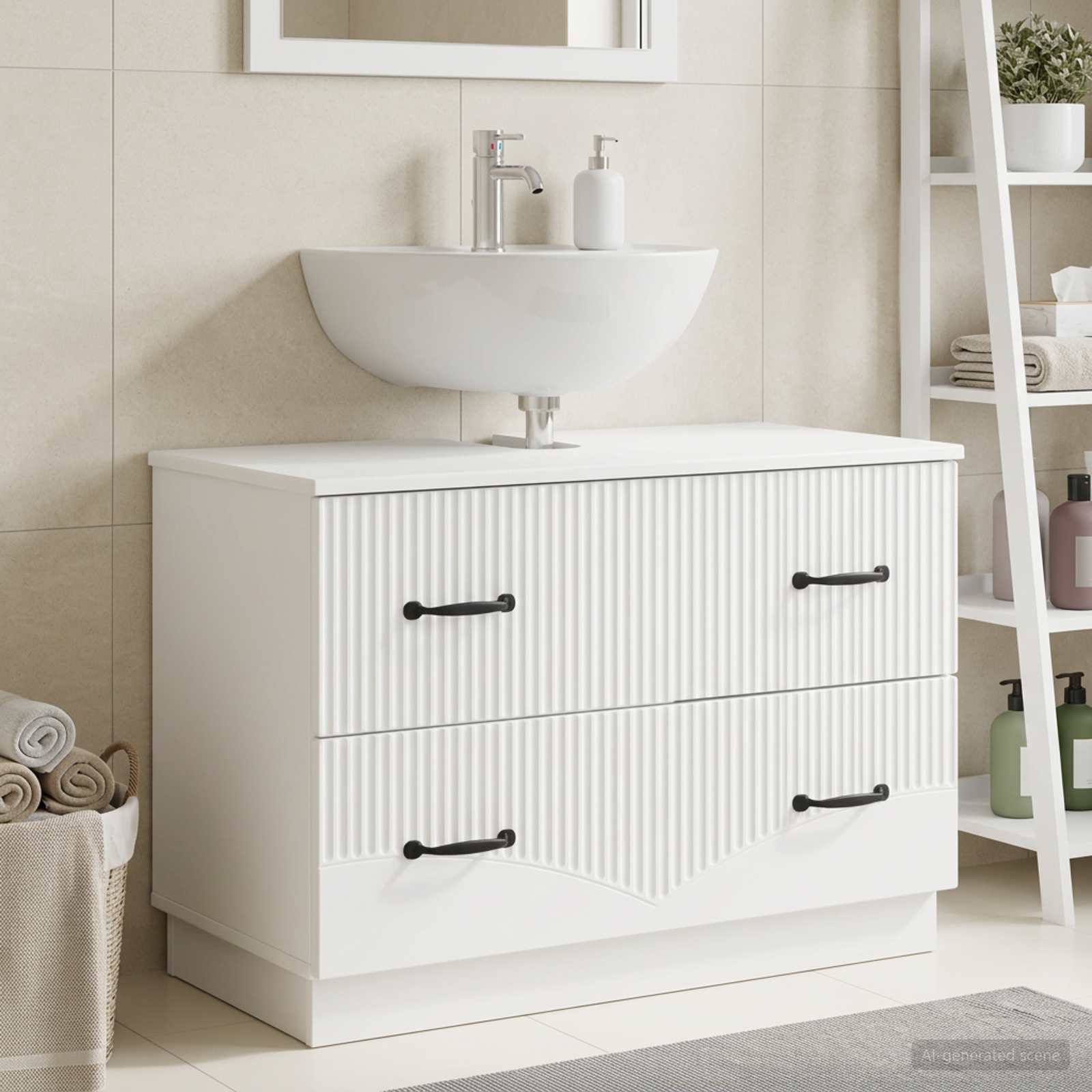 Badrumsskåp med handfat HOORN Vit 82 x 41 x 56 cm