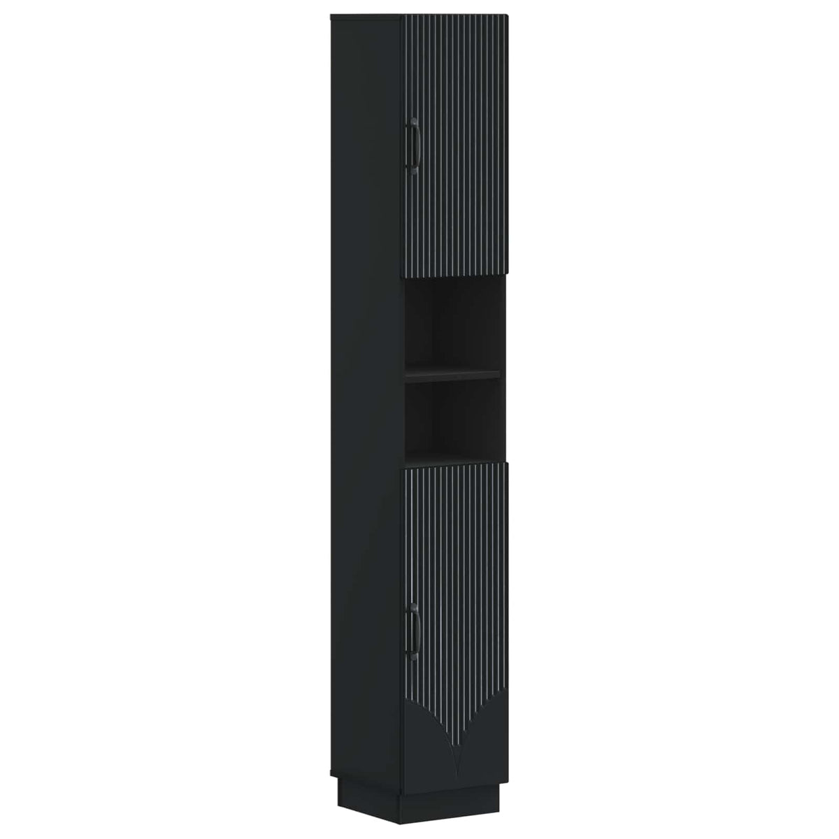 Badrumsskåp med Öppen Hylla HOORN Svart 30 x 31 x 187 cm