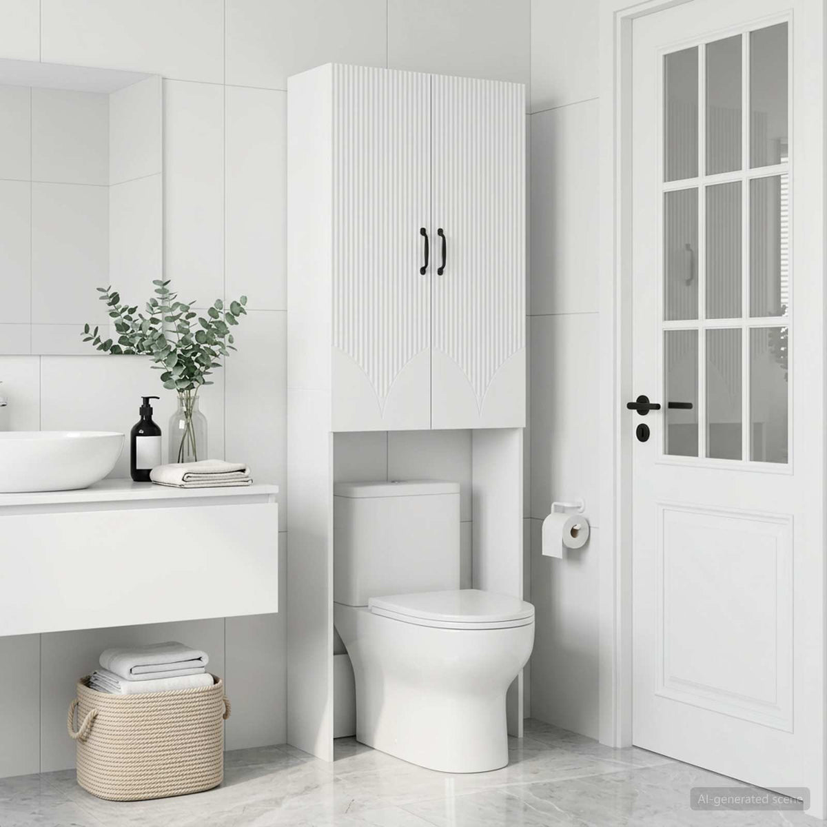 Toalett skåp HOORN Vit 66 x 25,5 x 190 cm Konstruerat trä