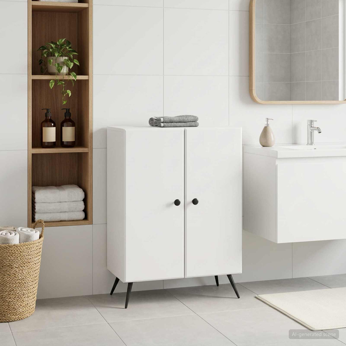 Badrumsskrubb BREDA Vit 59,5 x 31 x 80 cm Konstruerat trä
