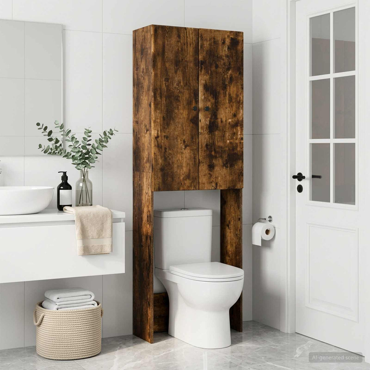 Toalett skåp BREDA Rökt ek 66 x 25,5 x 190 cm Konstruerat trä