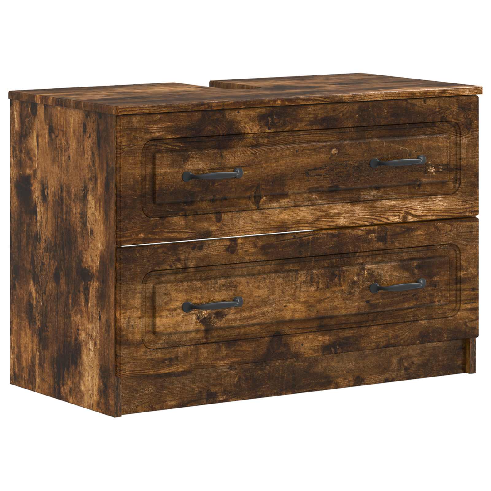 Badrumsskåp med handfat UTRECHT Rökt ek 82 x 41 x 56 cm