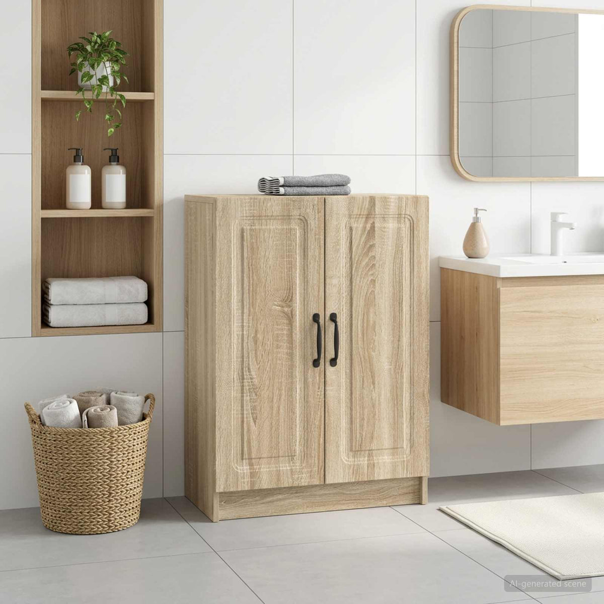 Badrumsskrubb UTRECHT Sonoma-ek 59,5 x 31 x 77 cm