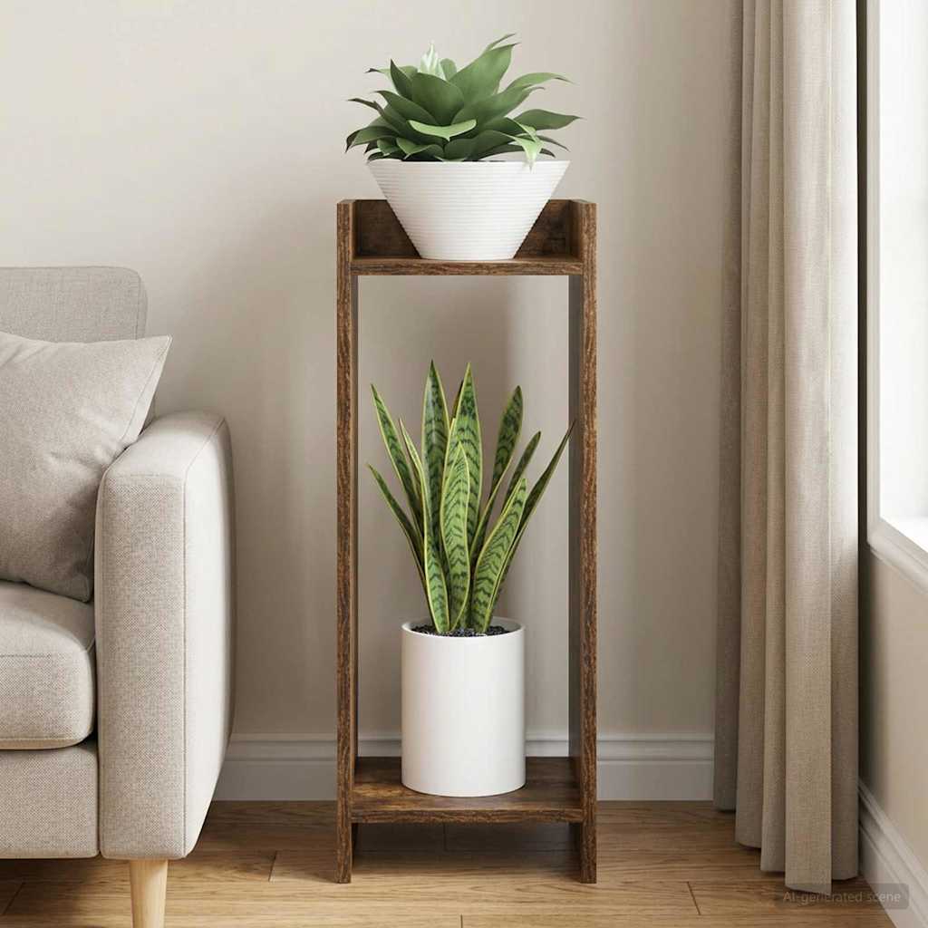 Växtställ Rökt ek 30 x 30 x 80 cm Konstruerat trä