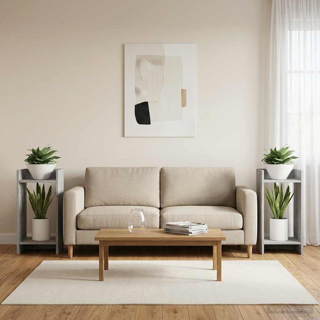 Växtställ 2 st Betonggrå 30 x 30 x 60 cm Konstruerat trä