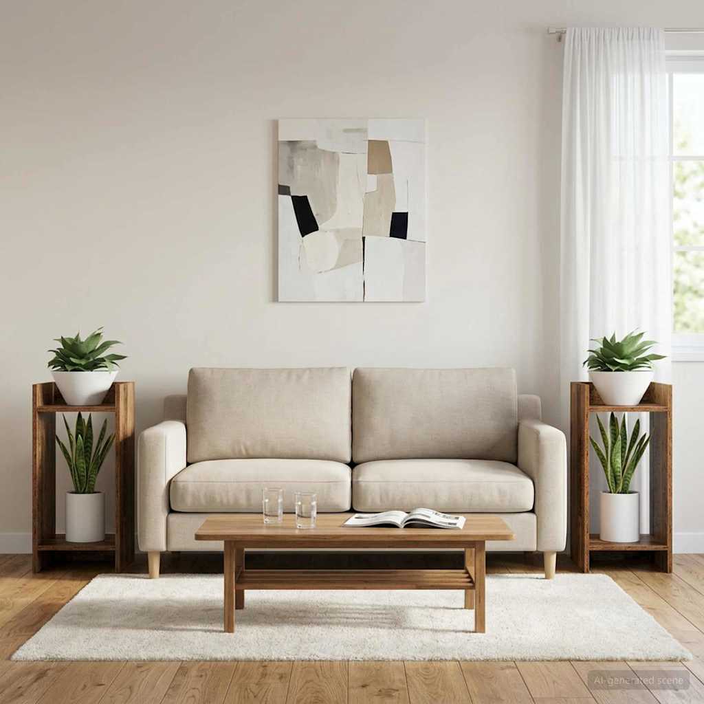 Växtställ 2 st Gammalt trä 30 x 30 x 60 cm Konstruerat trä