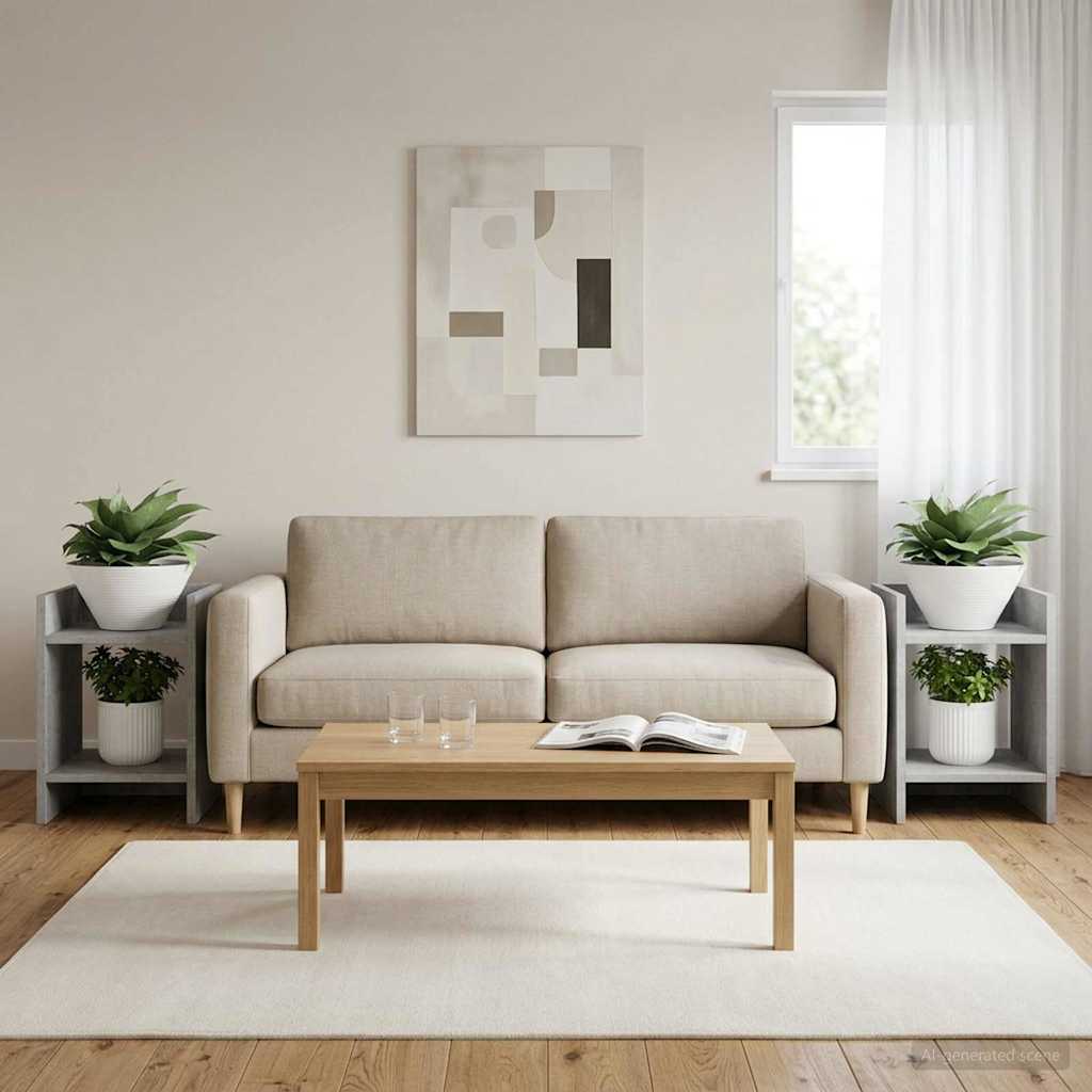 Växtställ 2 st Betonggrå 30 x 30 x 40 cm Konstruerat trä