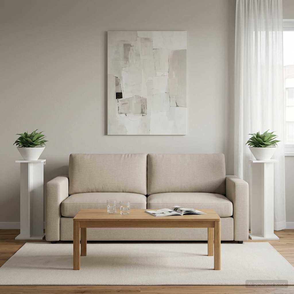 Växtställ 2 st Vit 25 x 25,5 x 80,5 cm Konstruerat trä