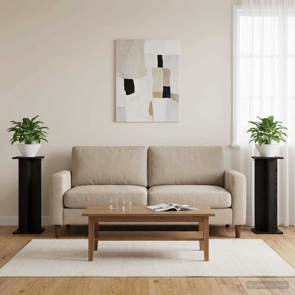 Växtställ 2 st Svart ek 25 x 25,5 x 80,5 cm Konstruerat trä
