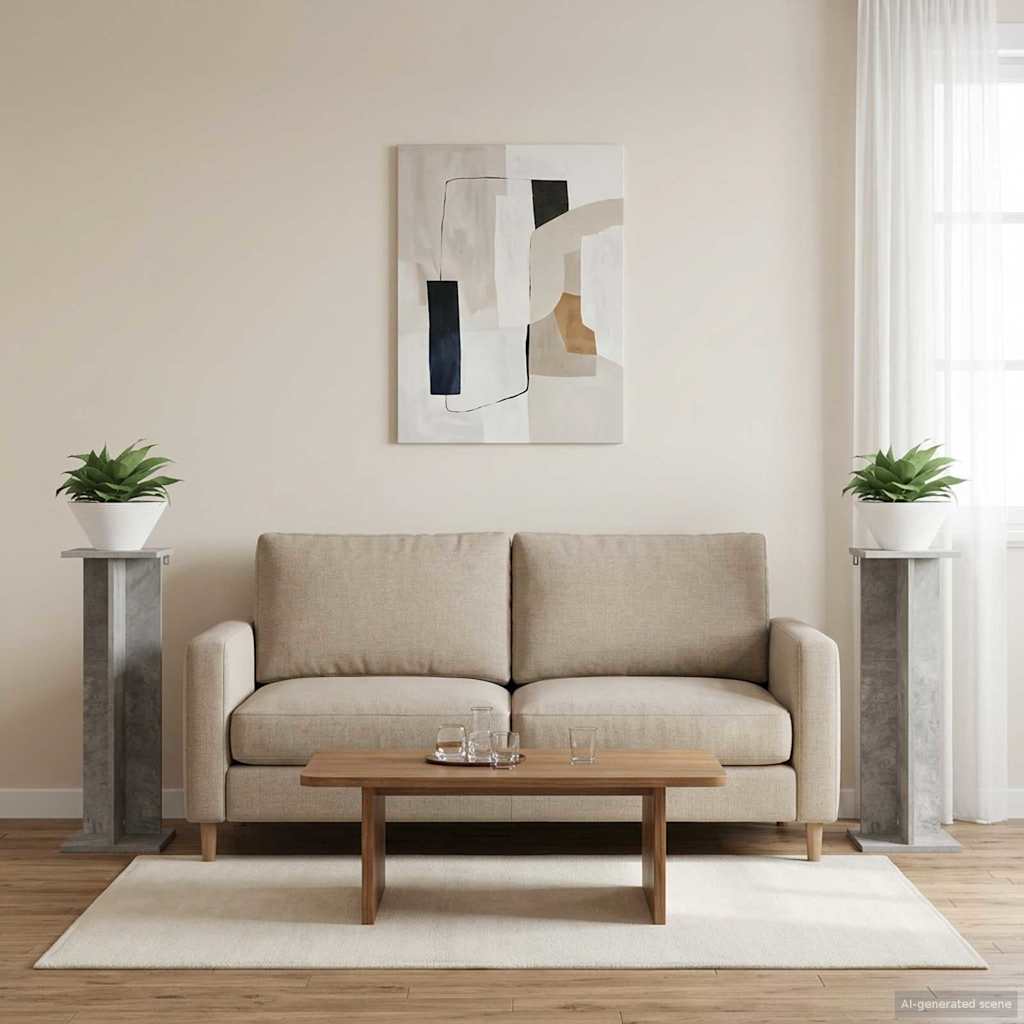 Växtställ 2 st Betonggrå 25 x 25,5 x 80,5 cm Konstruerat trä
