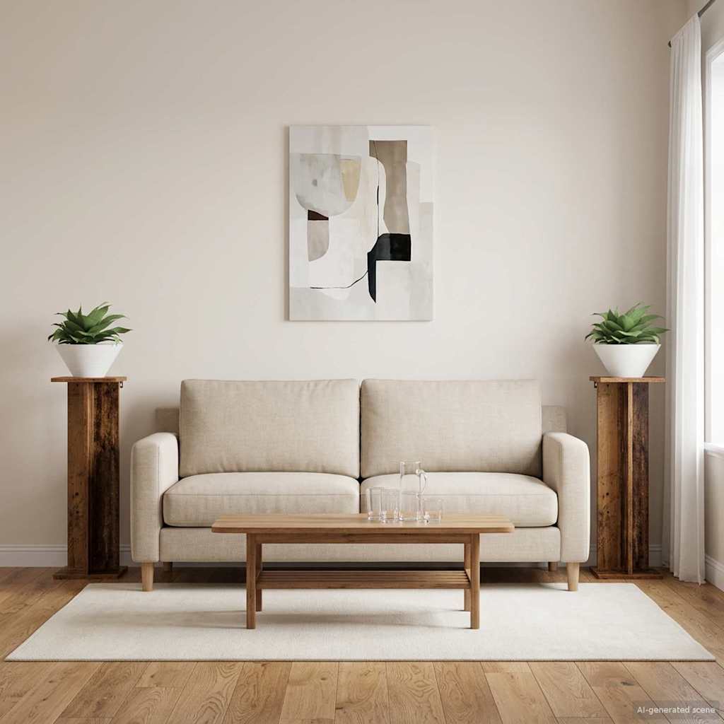 Växtställ 2 st Gammalt trä 25 x 25,5 x 80,5 cm Konstruerat trä