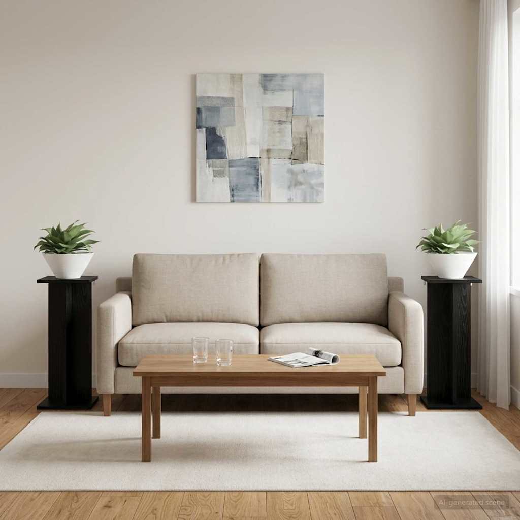 Växtställ 2 st Svart ek 25 x 25,5 x 60,5 cm Konstruerat trä