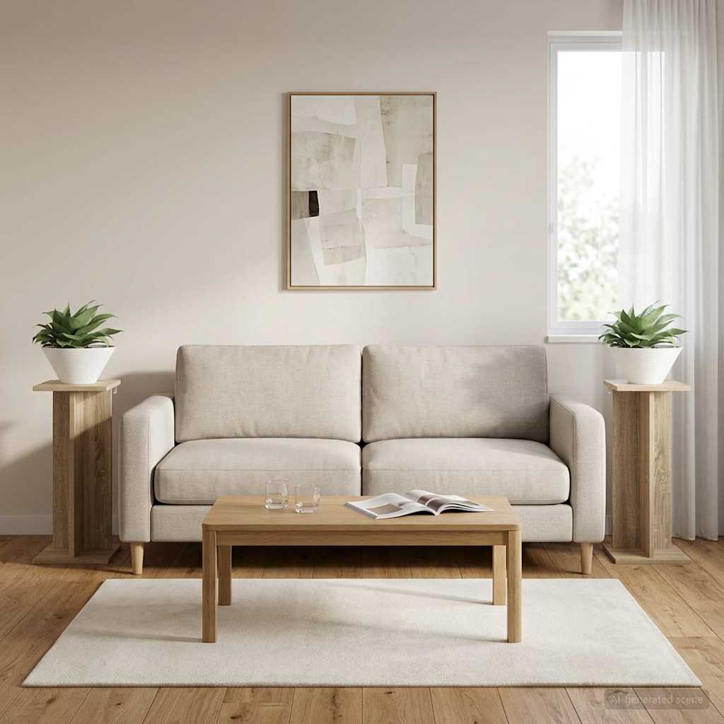 Växtställ 2 st Sonoma-ek 25 x 25,5 x 60,5 cm Konstruerat trä