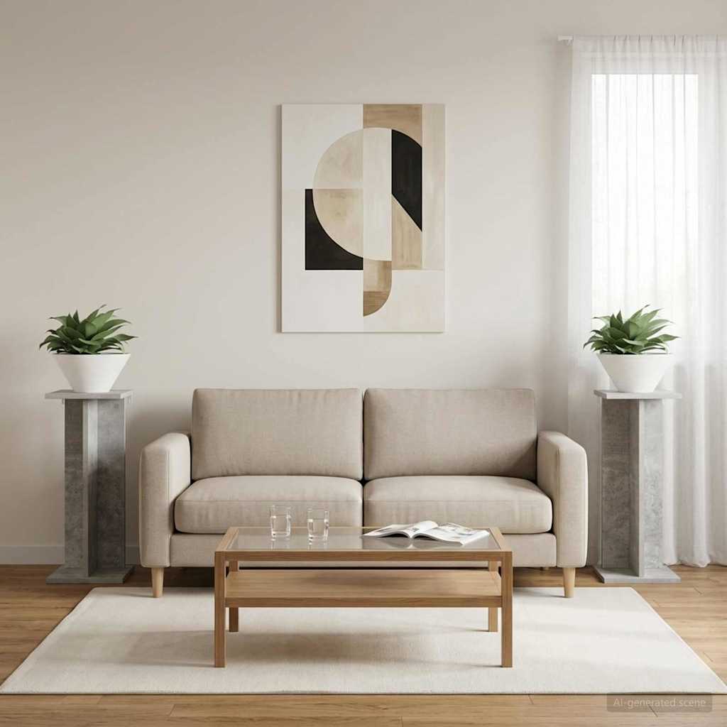 Växtställ 2 st Betonggrå 25 x 25,5 x 60,5 cm Konstruerat trä