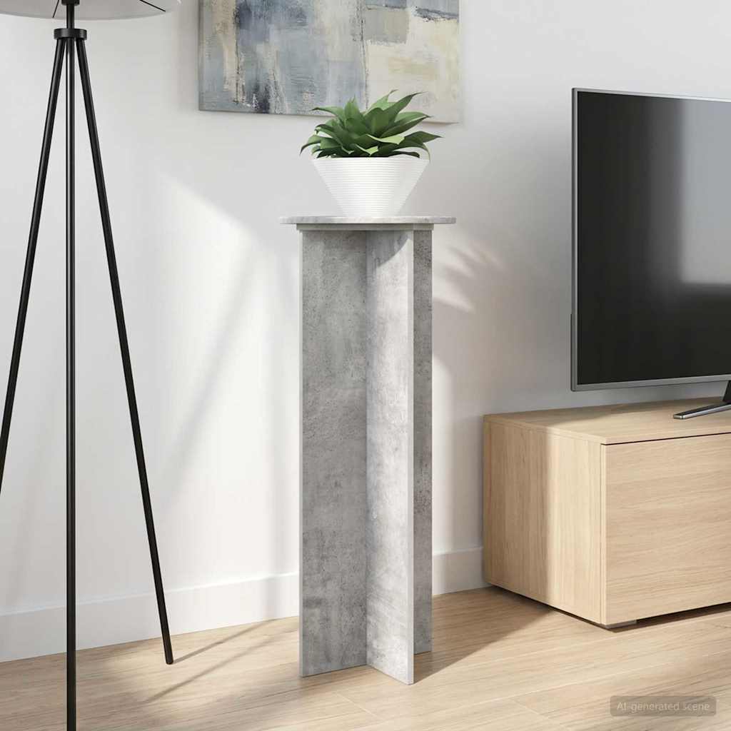 Växtställ 2 st Betonggrå Ø40 x 100 cm Konstruerat trä
