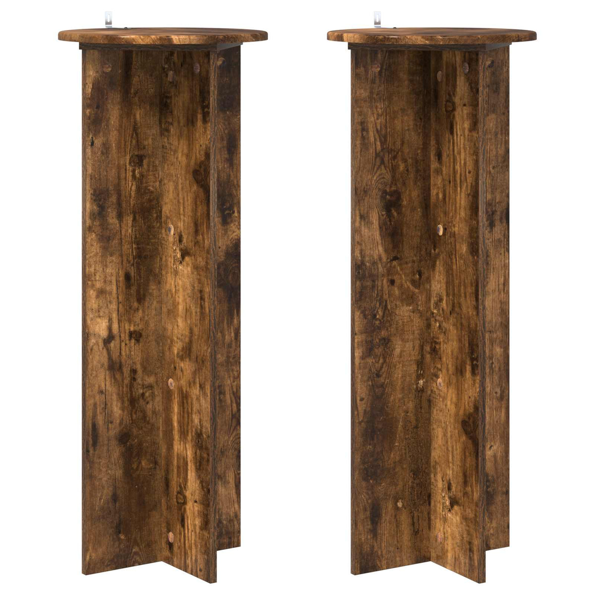 Växtställ 2 st Rökt ek Ø40 x 100 cm Konstruerat trä