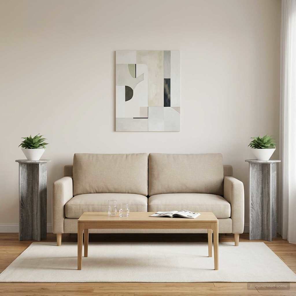 Växtställ 2 st Grå sonoma-ek Ø40 x 100 cm Konstruerat trä