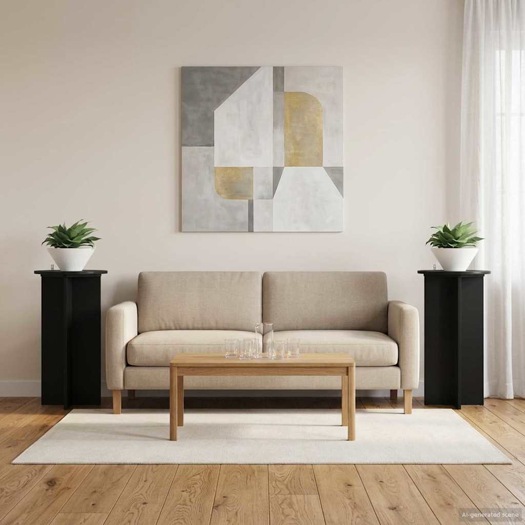 Växtställ 2 st Svart 40 x 40 x 80 cm Konstruerat trä