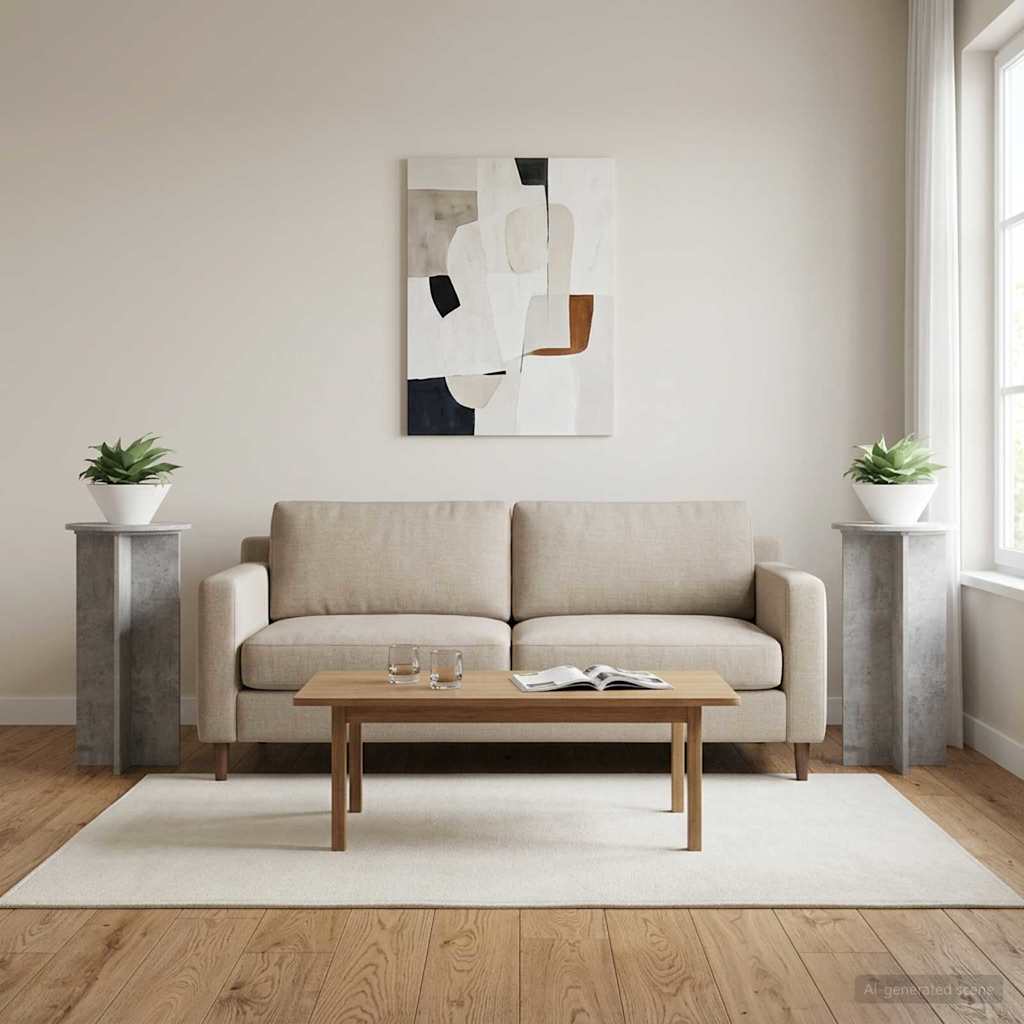 Växtställ 2 st Betonggrå 40 x 40 x 80 cm Konstruerat trä