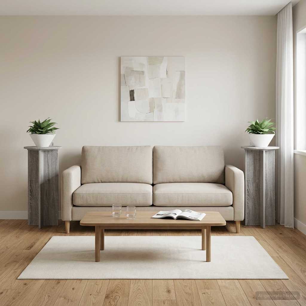 Växtställ 2 st Grå sonoma-ek 40 x 40 x 80 cm Konstruerat trä