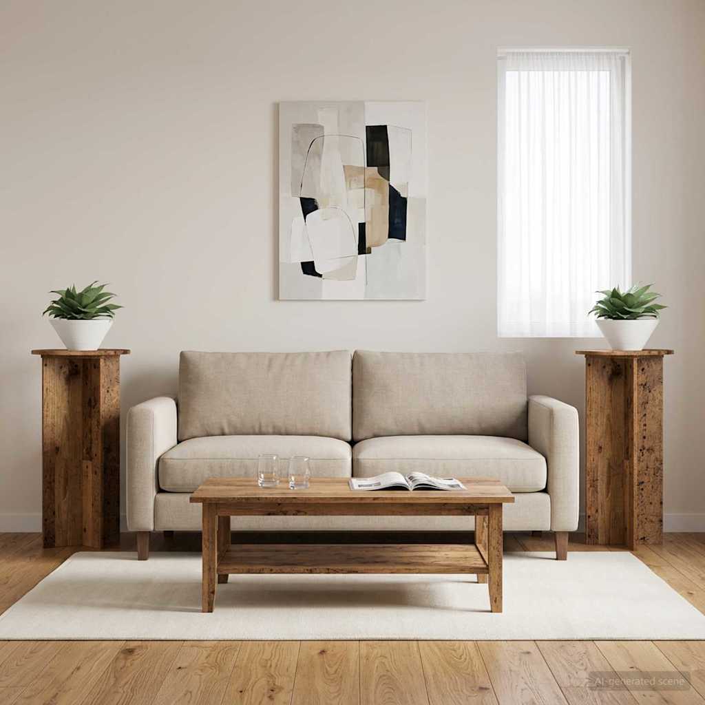 Växtställ 2 st Gammalt trä 40 x 40 x 80 cm Konstruerat trä