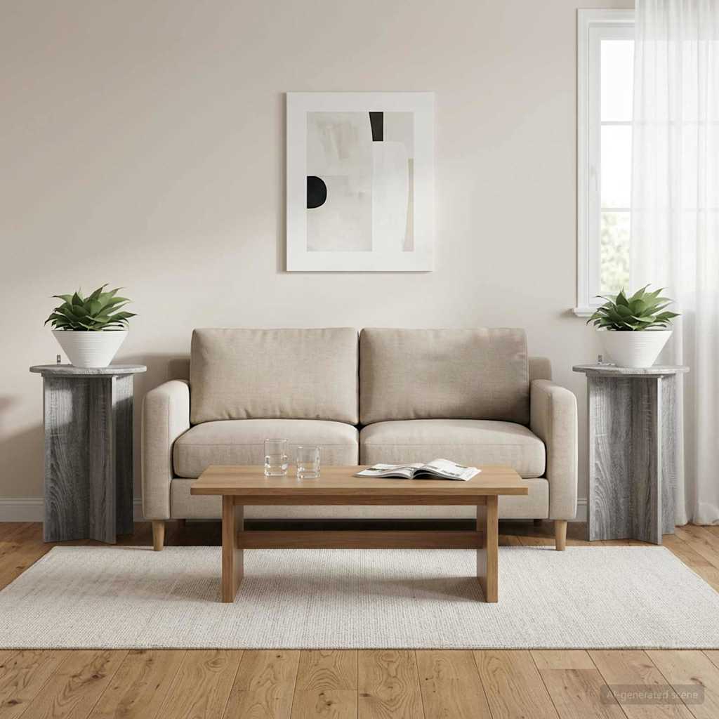 Växtställ 2 st Grå sonoma-ek Ø40 x 60 cm Konstruerat trä