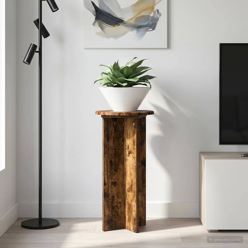 Växtställ 2 st Rökt ek 29,5 x 29,5 x 60 cm Konstruerat trä