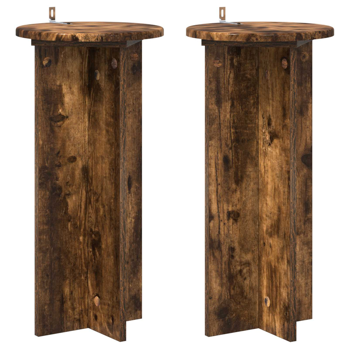 Växtställ 2 st Rökt ek 29,5 x 29,5 x 60 cm Konstruerat trä