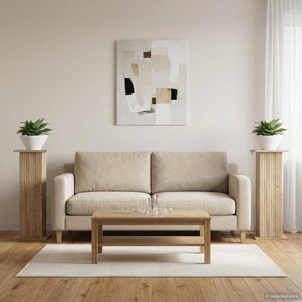 Växtställ 2 st Sonoma-ek 30,5 x 30 x 80,5 cm Konstruerat trä