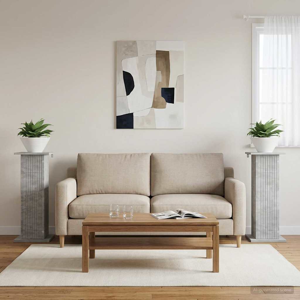 Växtställ 2 st Betonggrå 30,5 x 30 x 80,5 cm Konstruerat trä