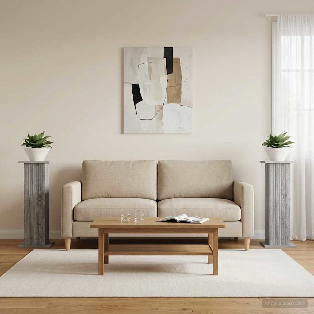 Växtställ 2 st Grå sonoma-ek 30,5 x 30 x 80,5 cm