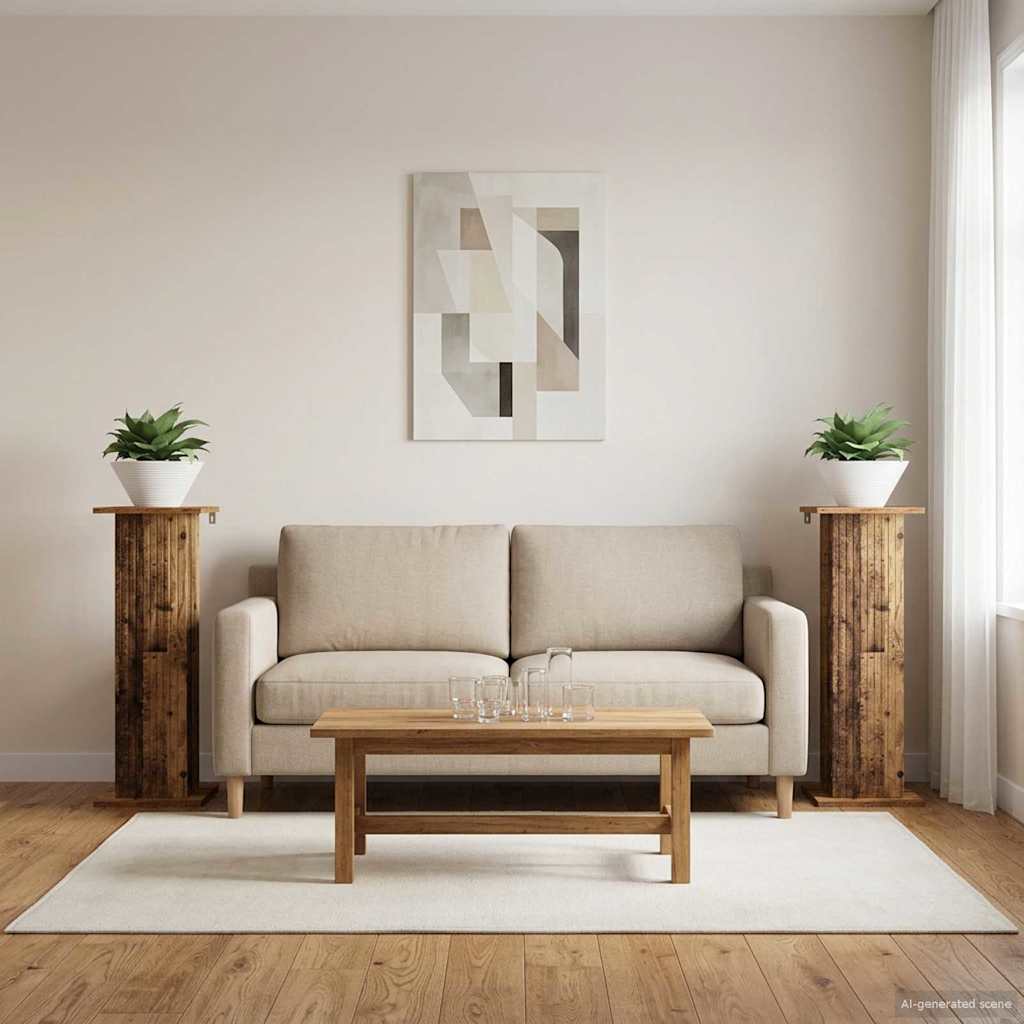 Växtställ 2 st Gammalt trä 30,5 x 30 x 80,5 cm Konstruerat trä