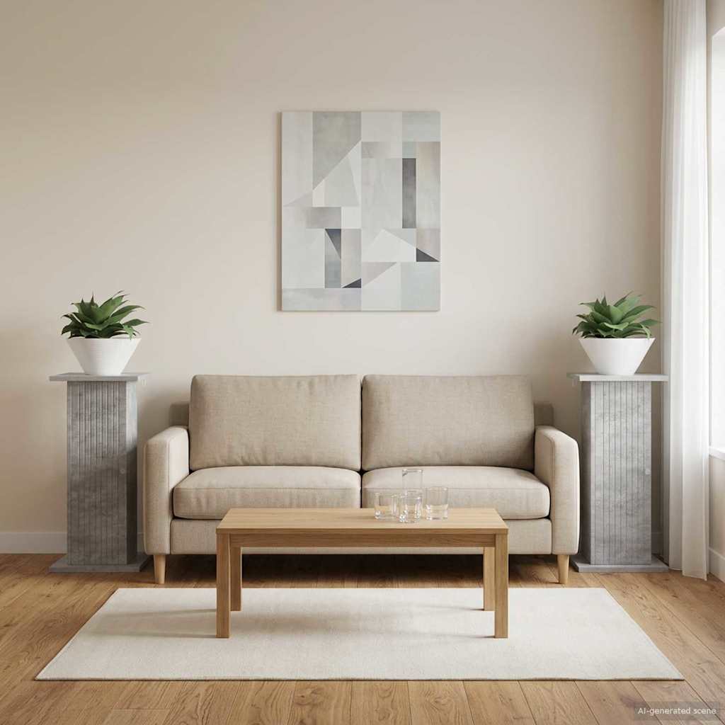 Växtställ 2 st Betonggrå 30,5 x 30 x 60,5 cm Konstruerat trä