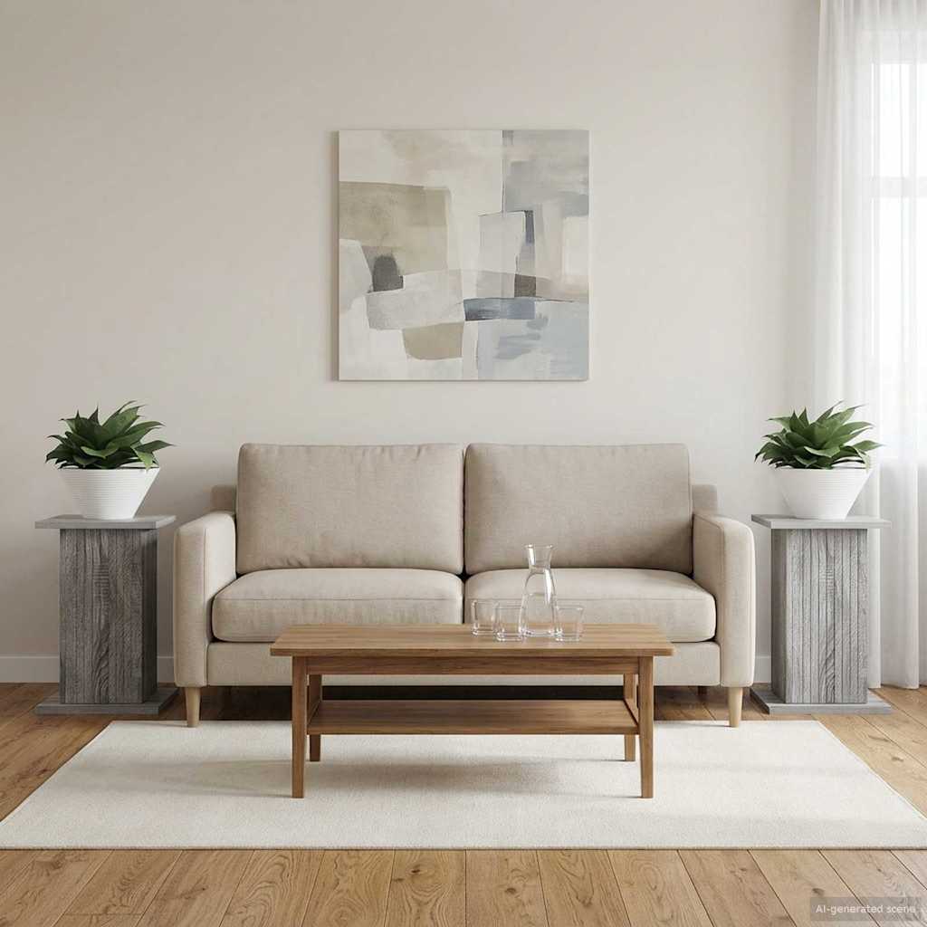Växtställ 2 st Grå sonoma-ek 30,5 x 30 x 43 cm Konstruerat trä