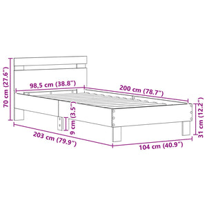 Sängram Gammalt trä 98,5 x 200 cm Konstruerat trä