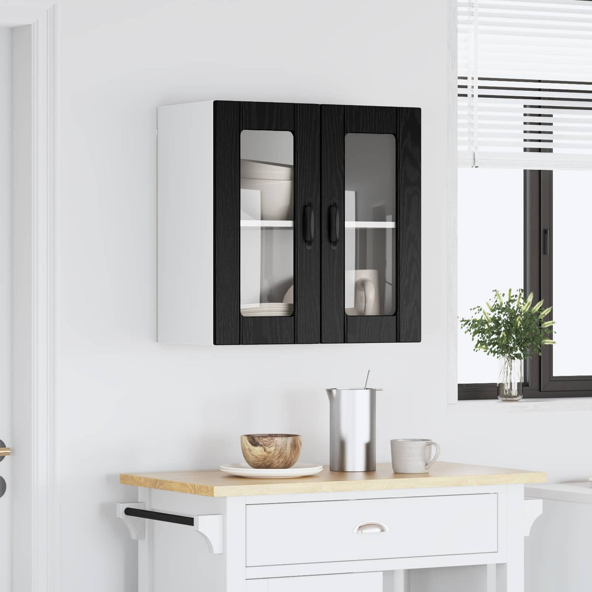 Väggglasförråd LUCCA Svart ek 60 x 31 x 60 cm Konstruerat trä