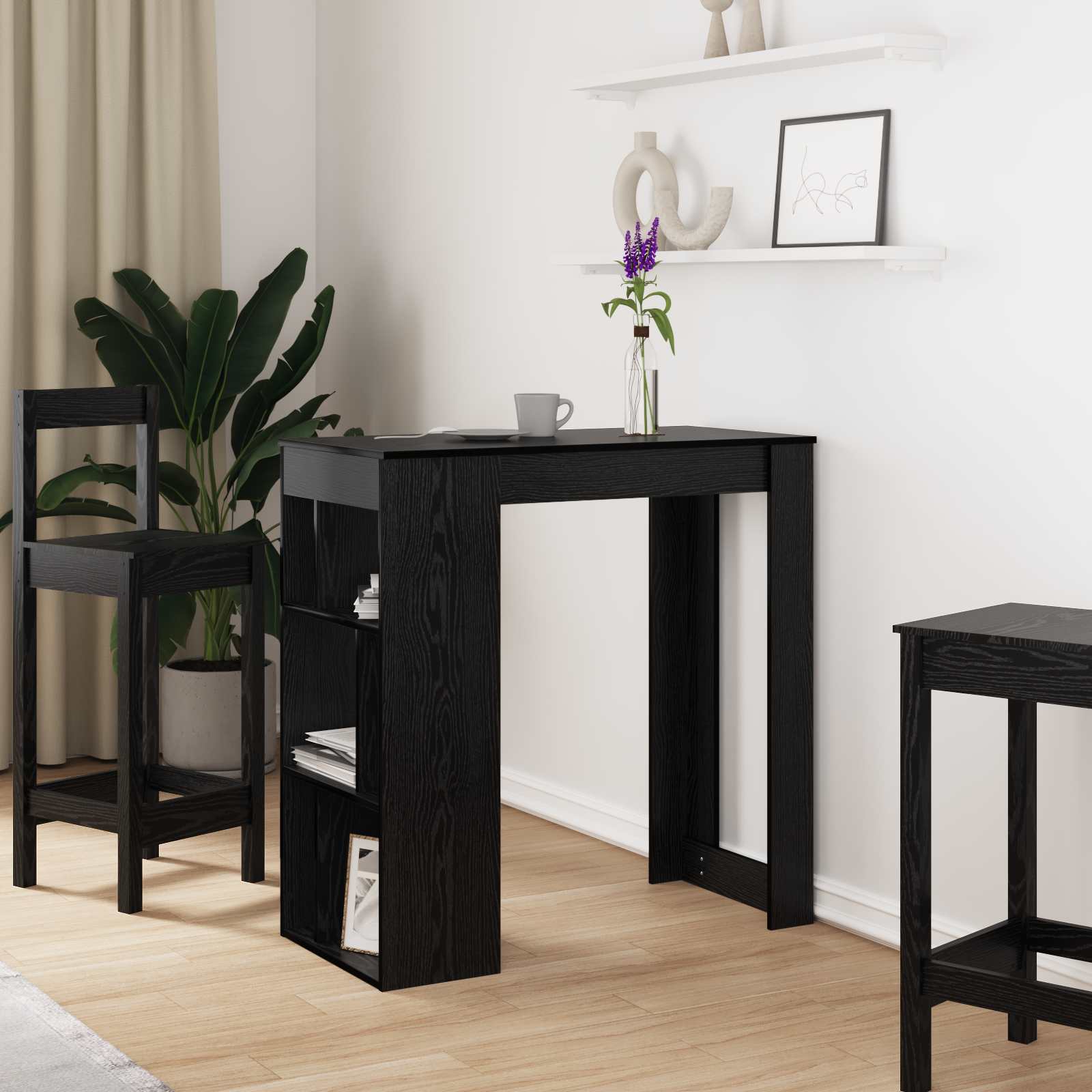 Barbord 102 x 50 x 103,5 cm Konstruerat trä Svart Ek