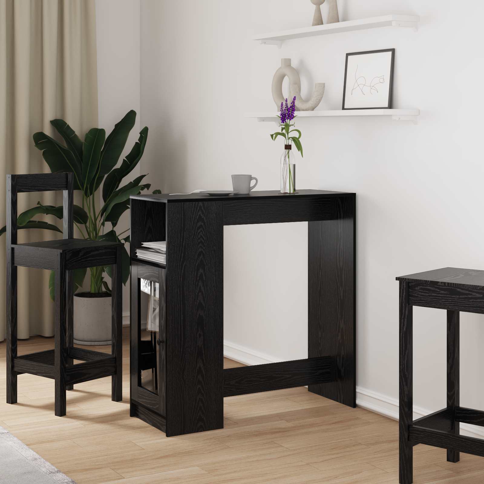 Barbord 101 x 40 x 103,5 cm Konstruerat trä Svart Ek